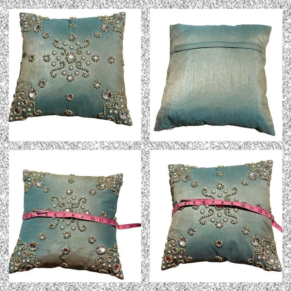 7 Piece Blue & White Paisley Reversible Queen Size Quilt Set